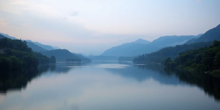 Paisagem serena com pôr do sol sobre um lago
