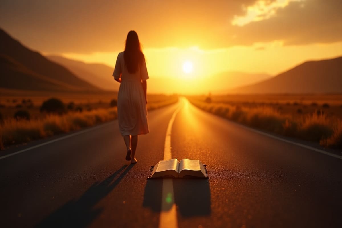 Homem cristão caminhando com fé rumo ao alvo, inspirado em Filipenses 3:14